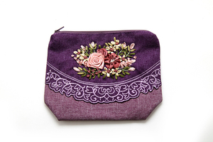 High Quality Fashion Holders Luxury Wholesale <b>Purse</b> With Zipper Hand-Sewn Rose Ribbon Lace Fabric From Vietnam - Product Image 2