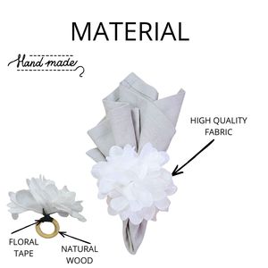 Floral Napkin Ring White Chrysanthemum Handmade <b>Table</b> Decor for Weddings Hotels Restaurants Events OEM Bulk <b>Table</b> Setting Access - Product Image 4