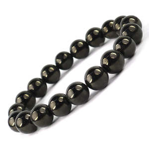 Pulsera de Cuentas de Cristal Jet con Hilo Elástico, Piedra Preciosa Natural Curativa para Protección y Purificación, Regalo Unisex - Product Image 4