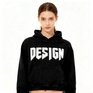 Conjunto Deportivo de Invierno para Mujer al por Mayor con Logotipo Personalizado, Top Corto de Manga Larga y Sudadera con Capucha Corta - Product Image 1