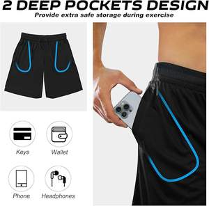 Athletic <b>Shorts</b> for <b>Men</b> <b>with</b> <b>Pockets</b> and Elastic Waistband Quick Dry Activewear - Product Image 6