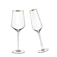 Verres à vin rouge transparents modernes avec bordure dorée, ensemble de verres à pied en cristal pour mariage, fête, bar, hôtel, décoration