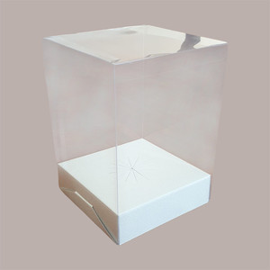 5pcs boîtes de chocolat d'oeufs de Pâques transparentes 250x250H300mm avec effet de cuir de fond de papier blanc pour les célébrations de vacances - Product Image 2