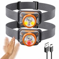 Налобный фонарь TAIKOO LED с датчиком движения, четыре источника света, USB-зарядка, водонепроницаемый, для кемпинга, походов, рыбалки