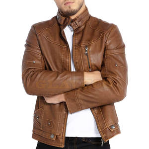 Service OEM Vente en gros Veste en cuir d'hiver pour homme avec col montant et logo frontal - MOQ faible Marque privée - Product Image 2
