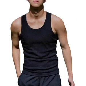 Plus Size Summer Men <b>Vest</b> Sports Slim Elastic Solid Color Sleeveless Tank Top Sweat Absorption Fitness Gym Streetwear Tee - Product Image 1