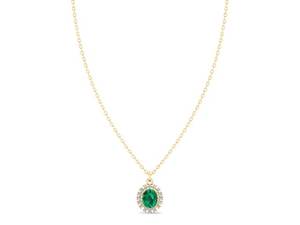 REYES Venta Directa de Fábrica, Collar con Colgante de Esmeralda de Corte Ovalado de 2.5 Quilates en Oro de 14K con Moissanita, Regalos de Joyería para Mujer - Product Image 6