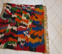 Tapis Berbère Marocain Coloré Beni Ourain, Tissé à la Main en Laine, Lavable, Toutes Saisons, Carré Personnalisé, OEM Disponible, Origine MA