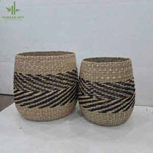 Les paniers de rangement en jonc de mer naturel astucieusement conçus par Vgreen fabriqués à la main au Vietnam pour la cuisine à usage domestique Nouvelle version - Product Image 1