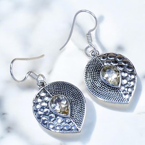 ต่างหูพลอยซิทรีนออกมาใหม่925สเตอร์ลิงซิลเวอร์ทำด้วยมือเครื่องประดับชั้นดีสำหรับเป็นของขวัญผู้หญิงเครื่องประดับขายส่งจำนวนมาก - Product Image 1