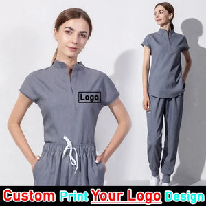ชุดพยาบาลสำหรับผู้หญิง ชุดยูนิฟอร์มทางการแพทย์ผ้าฝ้ายสั่งทำ กางเกงจ็อกเกอร์ แขนสั้น เสื้อผ้าสำหรับบุคลากรทางการแพทย์ แห้งเร็ว - Product Image 3