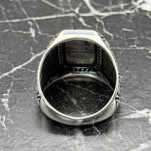 Anillo Étnico Hecho a Mano para Hombre, Diseño Geométrico Otomano, Chapado en Oro de 18K, Piedra de Circonita Cúbica Negra, Micro Pavé, Anillo de Plata Moderno - Product Image 6