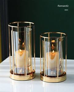 Décoration de table de style moderne Bougeoir ouragan Fait à la main Matériau solide Finition or fantaisie Prix de gros - Product Image 1