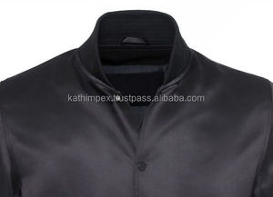 Stock de blousons de baseball en satin noir prêts à l'emploi avec logo personnalisé vestes légères pour hommes pour vêtements décontractés et d'équipe - Product Image 3