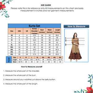 Algodón Floral Impreso Hasta el tobillo Kurta con Sharara Conjunto Ropa étnica transpirable para mujeres para ocasiones festivas Regalos especiales - Product Image 3