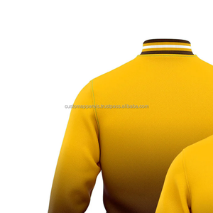 Chaqueta universitaria personalizada de mezcla de lana de primera calidad, cuello levantado con decoración de bordado frontal para pedidos al por mayor - Product Image 4