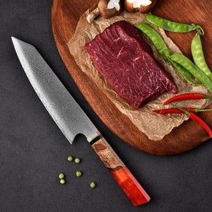 Les deux couleurs Design couteau de Chef 8 pouces professionnel japonais en acier damas couteau de Chef de cuisine avec manche en bois de résine pour chef - Product Image 3