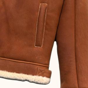 <b>Men's</b> <b>Brown</b> Genuine <b>Leather</b> <b>Jacket</b> With Sherpa Lining Zipper Closure Moto Biker Style Winter Warm Coat - Product Image 5