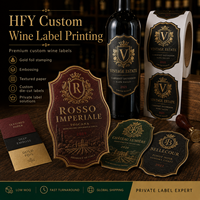 Étiquettes de vin personnalisées, dorées à chaud, gaufrées, autocollantes, imperméables, en rouleau, sur papier texturé, pour emballage de bouteilles, étiquettes découpées sur mesure, marque privée