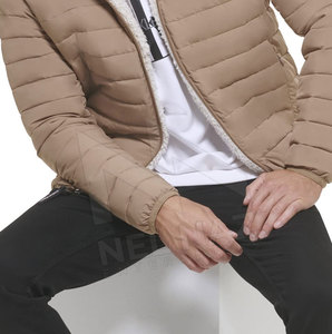 Men's Lightweight 100% Polyester <b>Puffer</b> <b>Jacket</b> High Quality Canvas Custom Logo Stand Collar Winter Latest Design <b>Cheap</b> Price - Product Image 6