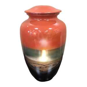 Urna Funeraria de Aluminio Hecha a Mano, Color Púrpura, Forma Ovalada, Estilo Bohemio, Capacidad de 3-4L, para Cenizas Humanas, con Grabado - Product Image 3