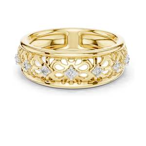 Anillo de Filigrana con Diamante de Laboratorio de 0.082 CT para Mujer, Claridad VVS-VS EF, Oro de 18KT, 14KT, 10KT y Plata 925, Oro Rosa, Amarillo - Product Image 1