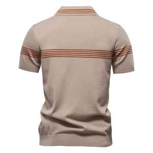 Diseño de cremallera de algodón 100% para hombre para Polo estilo informal de negocios bordado Slim Fit sólido a rayas corto ropa cómoda - Product Image 4