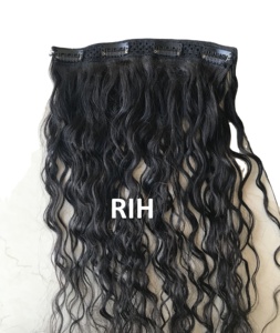 Solo donante 100% Crudo Sin procesar Cutícula Alineada Longitud larga 200 Gramos Remy Humano Natural Rizado Clip Wave Wefted Bundle - Product Image 6