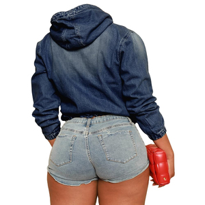 Nuevo Conjunto de Dos Piezas de Mezclilla para Mujer, Primavera 2026, Chaqueta Corta sin Espalda y Pantalones Cortos, Estilo Urbano, Transpirable, Ropa Casual - Product Image 5