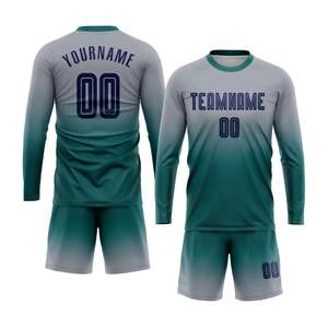 100% poliéster de secado rápido transpirable de manga larga conjuntos de camisetas de fútbol niños hombres uniformes de fútbol sublimados - Product Image 5
