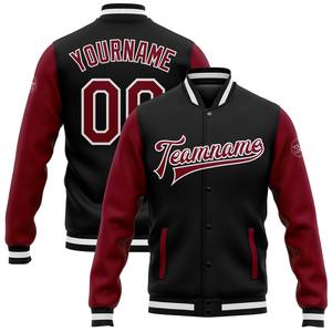 Vente en gros dans l'industrie directe Blouson bombardier noir Kelly vert-rouge décontracté d'hiver personnalisé veste bicolore Letterman Varsity à snap complet - Product Image 3