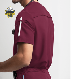 2025 hombres personalizados médicos enfermería uniformes conjuntos Top Joggers pantalones de punto Spandex/tela de poliéster de alta calidad - Product Image 2