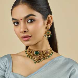 Wedding-Ready Women's Antique Gold Zinc Alloy Flower Design Choker <b>Necklace</b> 182548 - Product Image 1