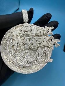 Collier pendentif personnalisé hip-hop tendance avec diamants en moissanite VVS glacés, plaqué or, argent 925 pour rappeurs - Product Image 3