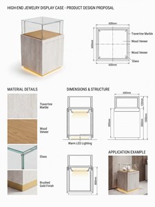Vitrina Moderna Rectangular Personalizada para Joyería con Cerramiento de Vidrio, Iluminación LED y Cerradura con Llave para Uso Comercial y Doméstico - Product Image 3