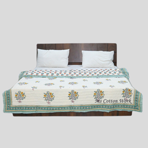 Handmade Reversible Nữ Hoàng kích thước giường đôi Quilt mùa đông hoa thiết kế bông khối in mềm chăn mới cho nhà hoặc đám cưới - Product Image 1