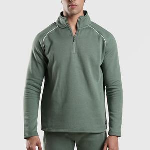 Sudaderas con capucha y media cremallera con logotipo personalizado, Sudaderas con cuello simulado 1/4 y cremallera para hombre, sudaderas de algodón de alta calidad, servicio OEM - Product Image 1