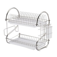 Handgemaakte moderne draagbare metalen ijzeren draad dubbeldekker wandmontage luxe keuken afdruiprek & opbergrek