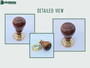 Perilla de puerta de madera de tulipán, pomo de puerta de madera pulido de latón victoriano, par de manijas de Reino Unido, fabricante al por mayor, Hardware de período a granel - Product Image 6