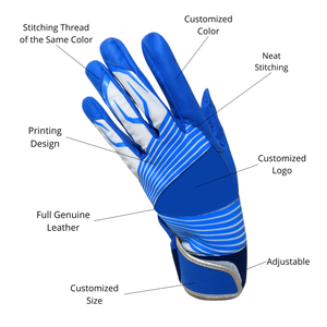 Guantes Deportivos con Logotipo Personalizado, Guantes de Bateo de Cuero Genuino, Diseño Cerrado, Fabricante Directo, Unisex, Alta Calidad - Product Image 3