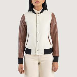 Veste de sport hybride blanche et marron pour femme Savant - Product Image 4