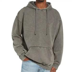 Vente en gros de pulls délavés à l'acide 100% coton sweat à capuche surdimensionné pour hommes design vieilli pour l'hiver - Product Image 5