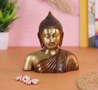 Statue de Bouddha Moderne Faite à la Main en Laiton Doré Brun Poli, 6 Pouces, pour Méditation, Décoration Intérieure, Ambiance Spirituelle, Anniversaire