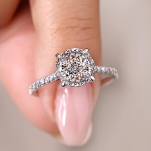 Anillo de Compromiso Elegante para Mujer, Estilo Vintage, con Diamante Cultivado en Laboratorio de Corte Portugués de 1 Quilate, Oro Blanco de 14K con Baño de Rodio, Certificado IGI - Product Image 1