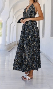 Floral Long Chiffon Silk Viscose Adjustable Strap Open Back <b>One</b> <b>Size</b> A-Line Summer <b>Dress</b> - Product Image 2