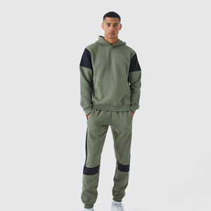 High Quality Hooded Solid 100% Cotton 2-Piece Men's Tracksuit Set Custom Logo Design Winter Season Low MOQ/Wholesale Bulk - Product Image 1