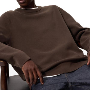 Sudadera de Cuello Redondo para Hombre, 100% Algodón, Invierno, Alta Calidad, Logotipo Personalizado, Hombros Caídos, Corte Recortado, OEM - Product Image 2