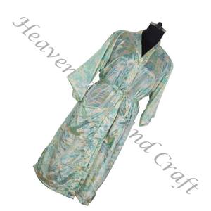 KL001 2024 Collection d'été soie longue Vintage Sari Kimono longue tenue décontractée pleine longueur Vintage Sari Kimono longue bohème été - Product Image 4