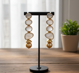 Handmade Trendy 925 Silver Bezel Setting Gold Plated Rainbow Moonstone Dangle <b>Earrings</b> for Women's Parties - Product Image 2