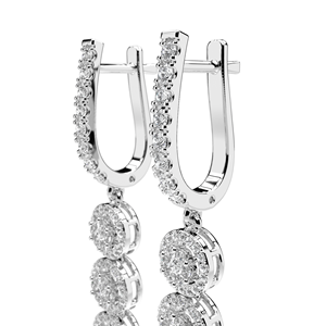 Venta al por mayor de lujo 14K oro sólido gota pendientes de aro diseño contemporáneo con diamantes auténticos para las mujeres - Product Image 2